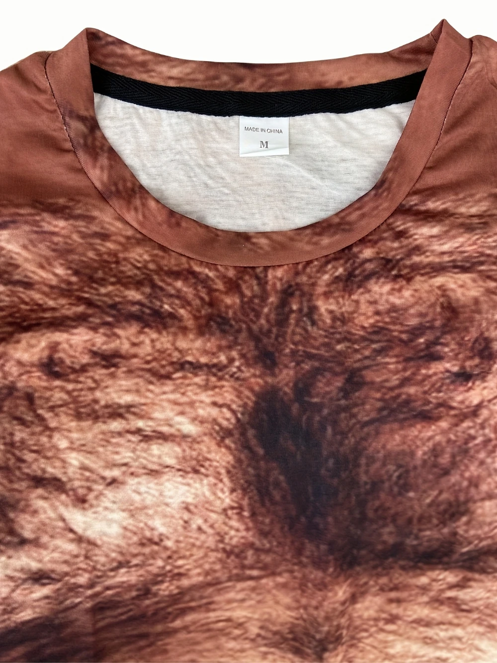 Color: Beige, Size: XL - Men's 3D Belly Print T-Shirt Crew Neck Short Sleeve Regular Version Four Seasons Casual Streetwear Summer Light Fashion Top