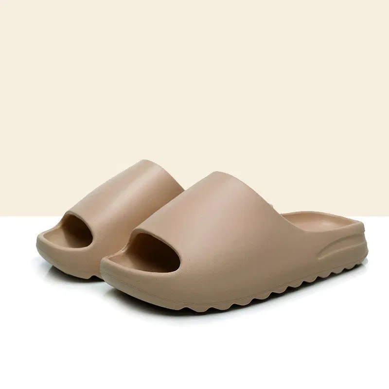 Color: Beige, Shoe Size: 36-37, Ships From: CHINA - Pallene 2025 New Men's Slippers Thick-sole Comfortable Men Sandals Non-slip Soft Sole Bathroom Slides Concise Light Men Slides