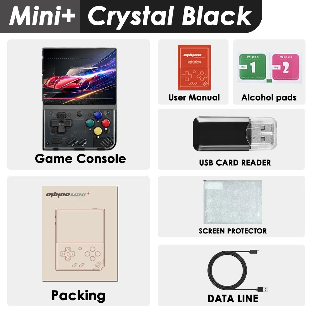 Color: Rose Gold, Bundle: Bundle 2 - MIYOO Mini Plus Portable Retro Handheld Game Console V2 Mini+ IPS Screen Classic Video Game Console Linux System Children's Gift