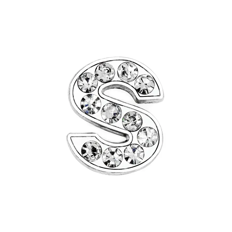 Color: Rose Red - Rhinestone Slide Charms Letters For Jewelry Making Women Bracelet 8mm Alphabet A-Z Pet Collar Necklace DIY Accessories Gift