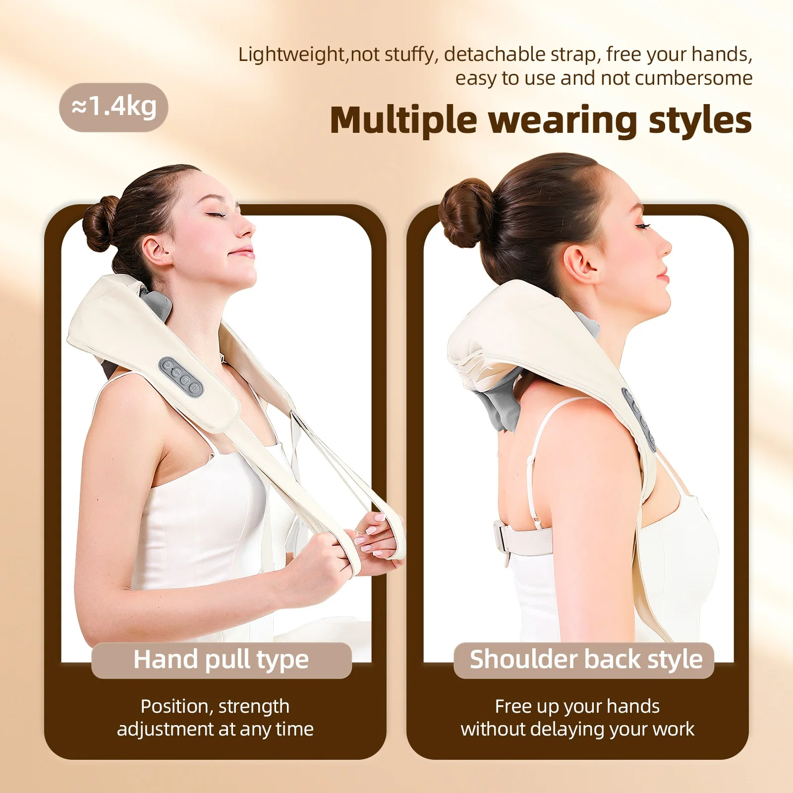 Color: WHITE - Foreverlily Neck And Shoulder Massager Wireless Neck And Back Shiatsu Kneading Massager Neck Cervical Relaxing Massage Shawl