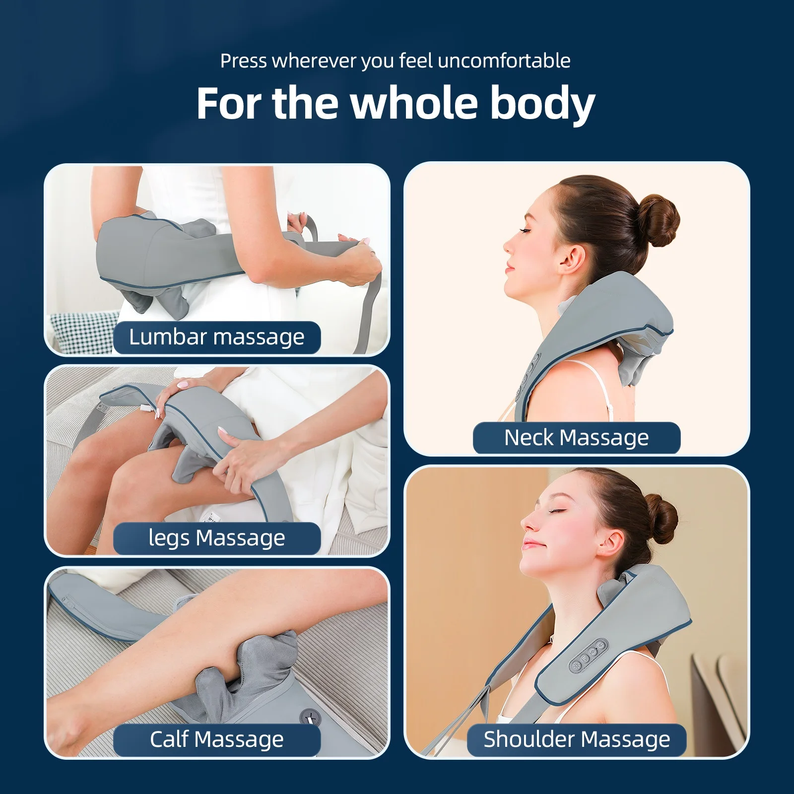 Color: WHITE - Foreverlily Neck And Shoulder Massager Wireless Neck And Back Shiatsu Kneading Massager Neck Cervical Relaxing Massage Shawl