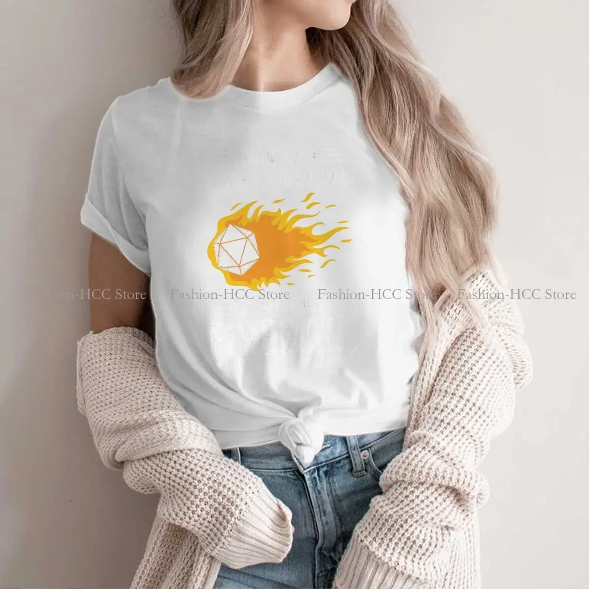 Color: WHITE, Size: S - I Cast Fireball Wizard Sorcerer DM Gift TTRPG Newest Polyester TShirts DND Game Female Graphic Streetwear T Shirt Round Neck