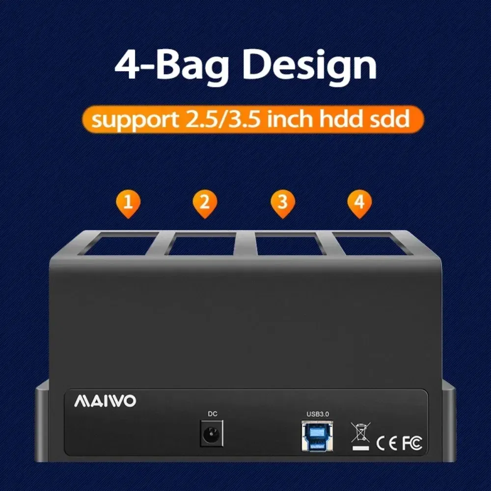 MAIWO 3.5 inch 4 Bay Hard Drive Enclosure SATA to USB 3.0 HDD Docking Station External 2.5& 3.5 Inch Hard Drive Docking Station