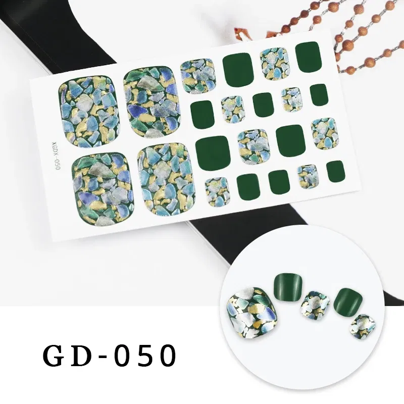 Color: DEEP BLUE - Colorful Nail Stickers Foot Shiny Glitter Nails Charms Full Cover Self-Adhesive Nail Polish Stickers for Nails Art