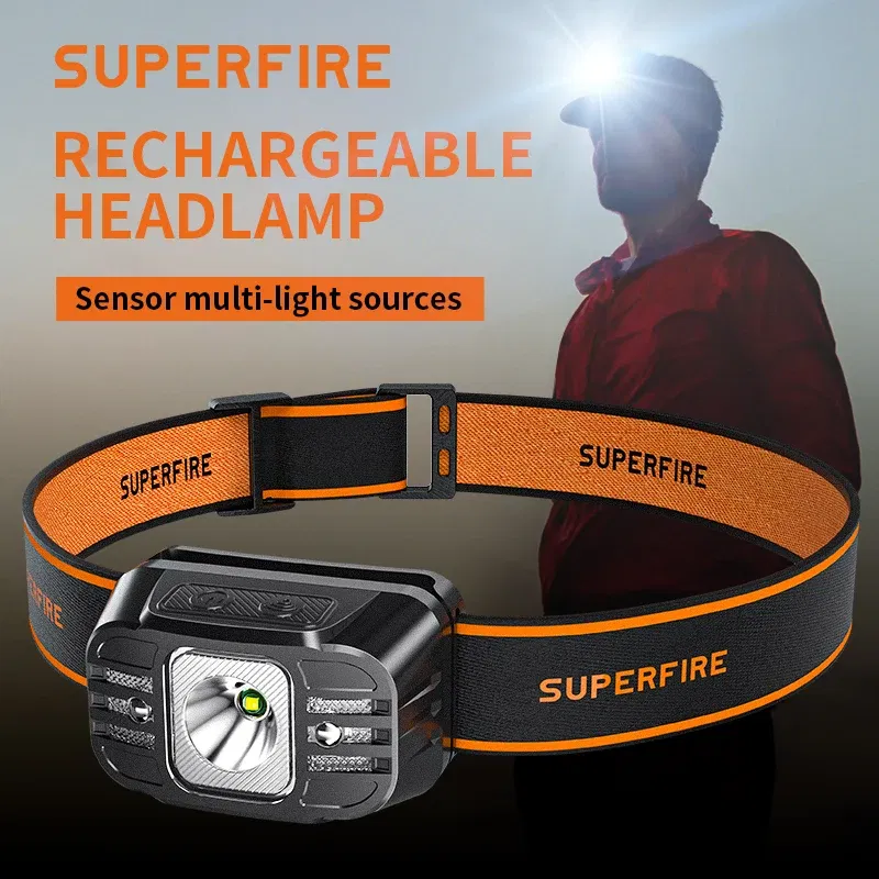 Emitting Color: WHITE, Ships From: CHINA - New SUPERFIRE HL75 Series Mini LED Headlamp USB-C Rechargeable Flashlight Powerful Headlight Outdoor Fishing Camping Lantern