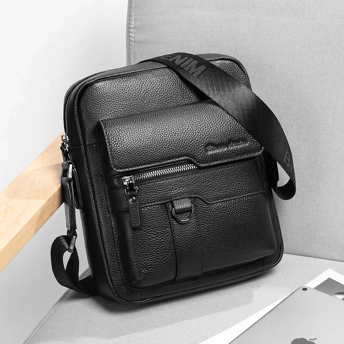 Color: black, Ships From: CHINA - BISON DENIM Genuine Leather Crossbody Bag Men Women Messenger Casual Cowhide Shoulder Bag High Quality Business Male Handbags