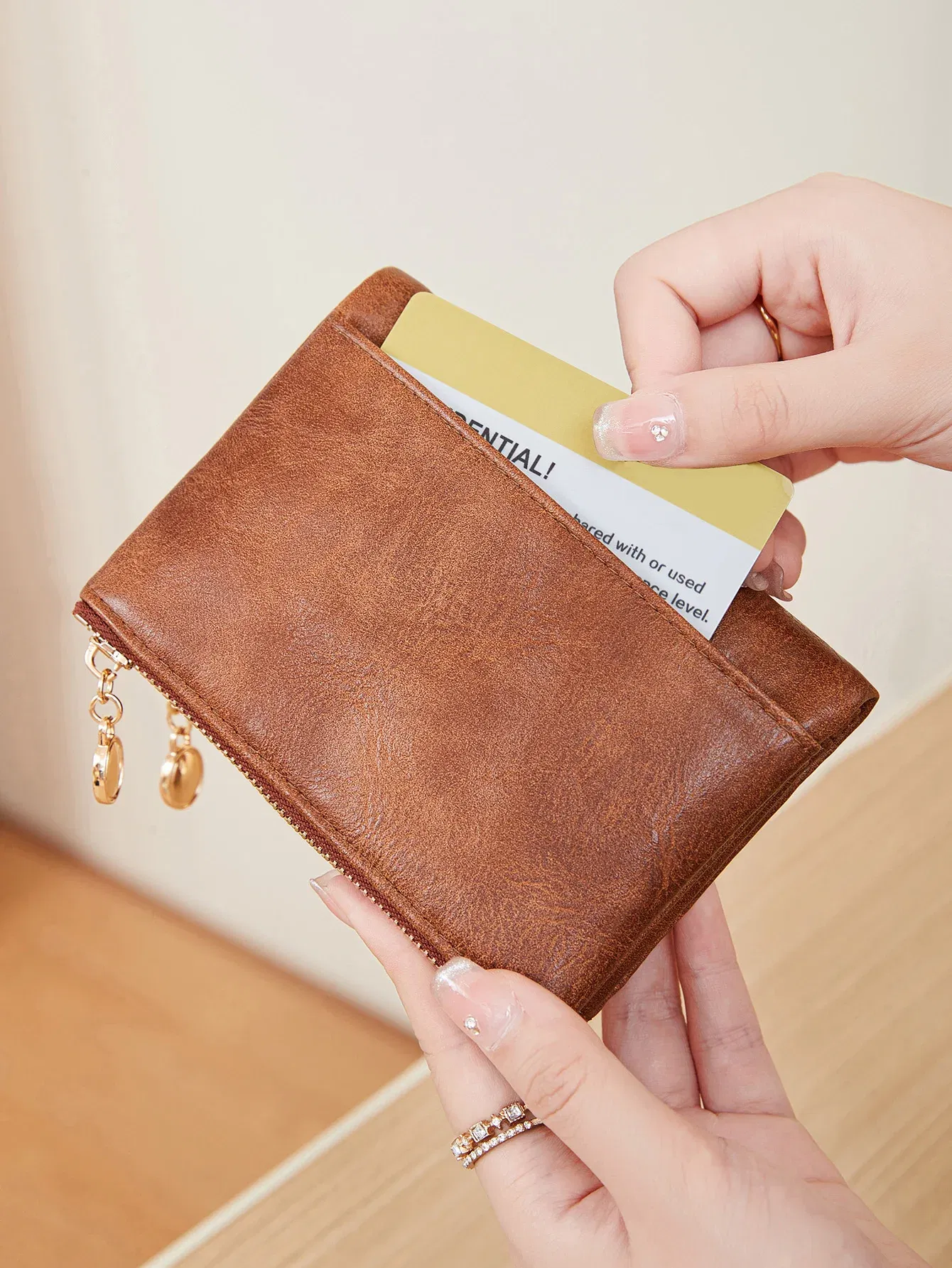 Color: GRAY - Minimalist Women's Wallet Short Three Layer Large Capacity Double Zipper Card Holder ID Card Credit Bank Card Holder Money Bag