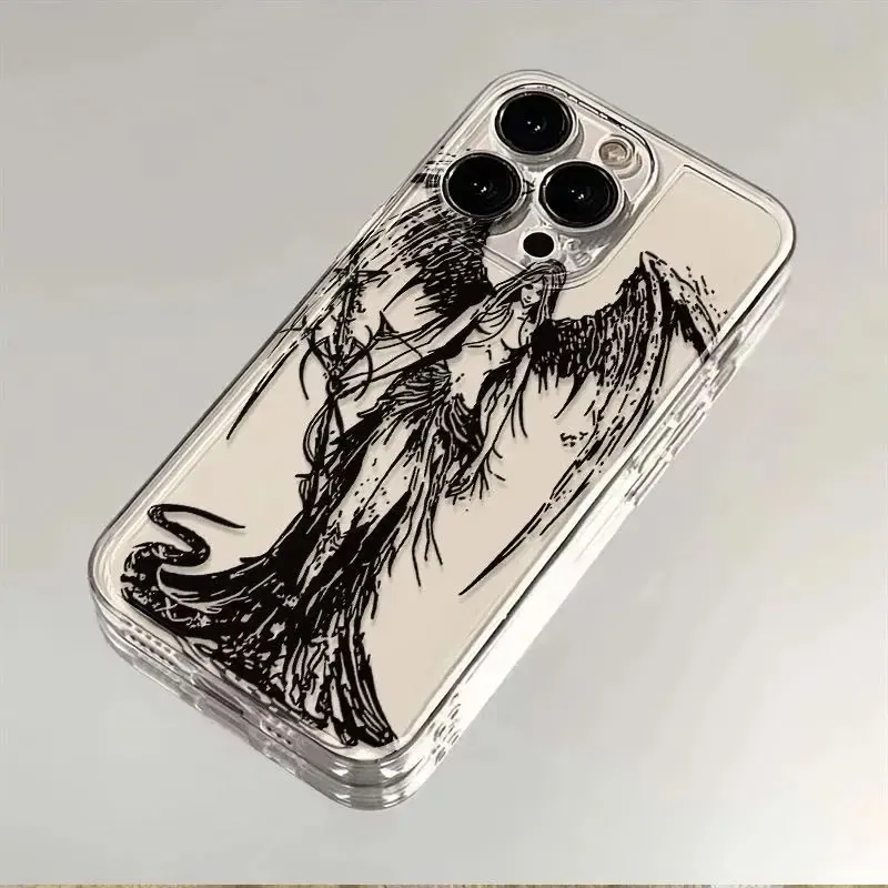 Color: Sky blue, Material: EVA - luxury bloodsacrifice Black Angel Death demon Phone Case For iPhone 15 14 13 12 11 Mini Pro Max XR XSMax 7 8 Plus SE Clear Cover