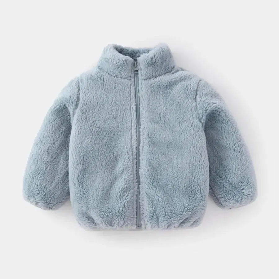 Color: Brown, Kid Size: 5T - Solid Color Fashion Children Plush Coat Autumn Winter Warm Baby Girl Boy Casual Jacket Greatcoat Kids Clothing Toddler Outerwear