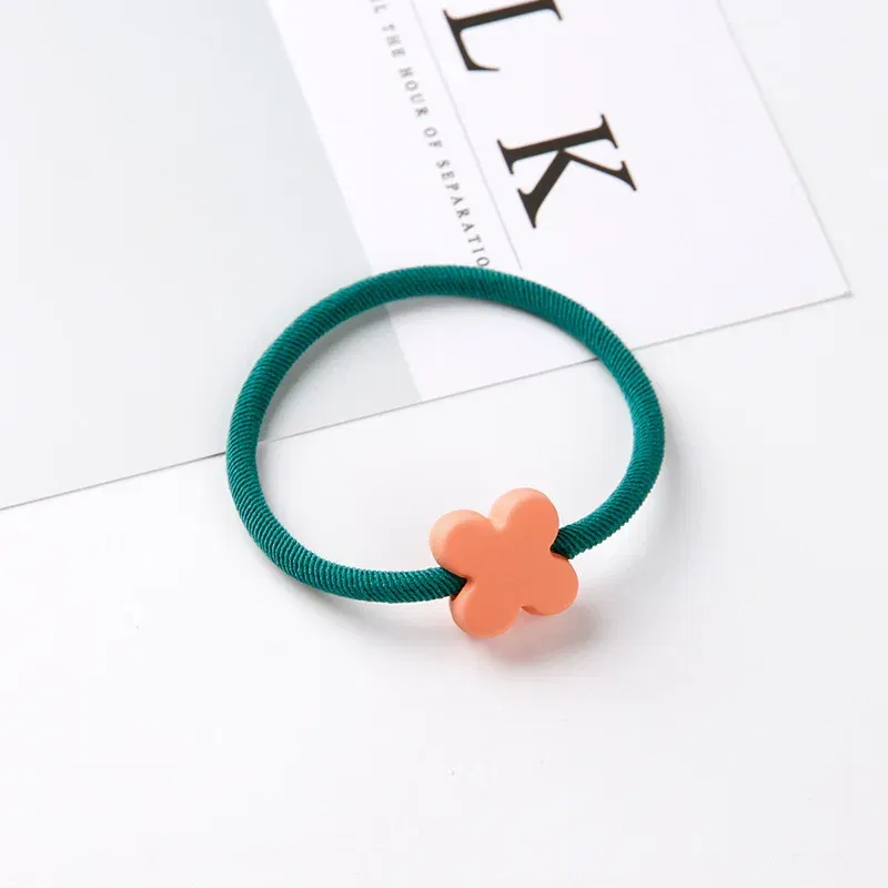 Color: Yellow, Ships From: CHINA - Cute Girls Hair Bands Ties Round Heart Rubber Band Fashion Scrunchie Elastic Korean Hair Accessories Ponytail Holder Headband