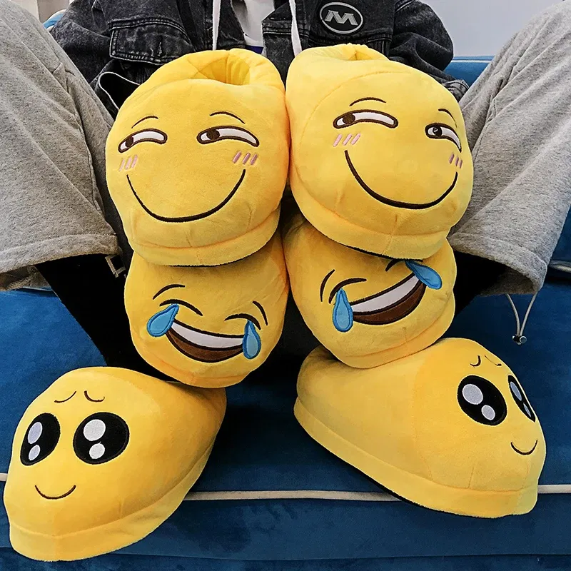 Color: Khaki, Shoe Size: 36 - Indoor Slippers Warm Winter Home Fluffy New Fashion Men Women Bread Demon Soft Plush Shoes Unisex Cute Funny Christmas Gift