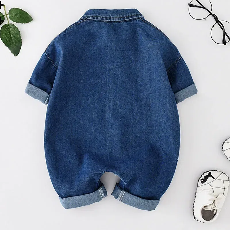 Baby Jumpsuits No Bag Spring And Autumn Japanese And Korean Version  Girls Romper Children'S Clothes Boy Romper Denim Clothes