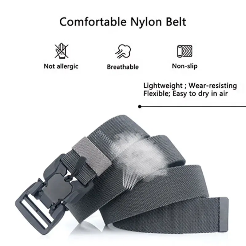 Color: Dark Khaki, Belt Length: 125cm, Ships From: CHINA - Military Nylon Tactical Belt for Men Women Unisex Magnetic Quick Release Buckle Army Outdoor Training Waist Belts Strap Nylon