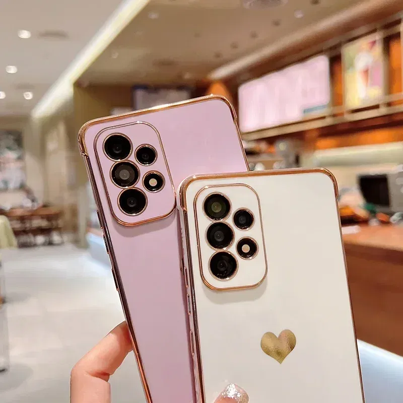 Color: MULTI, Compatible-Phone Models: For iPhone 15 Plus, Ships From: CHINA - Electroplating Side Love Heart Phone Case For Samsung Galaxy S25 Ultra S24 S23 S22 A16 A55 Protect Lens Shockproof Back Cover