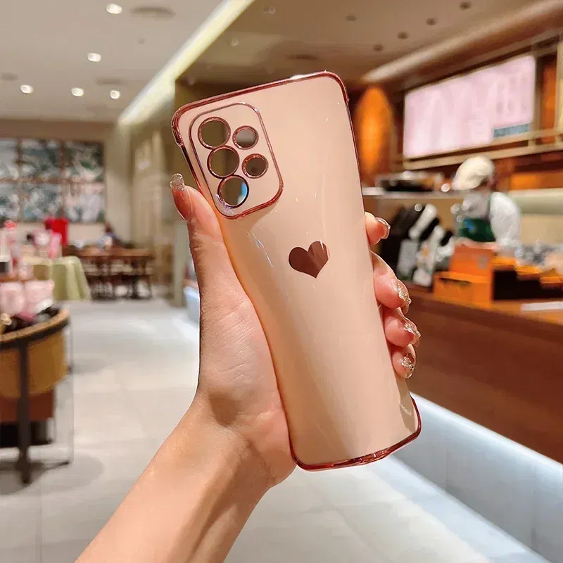 Color: MULTI, Compatible-Phone Models: For iPhone 15 Plus, Ships From: CHINA - Electroplating Side Love Heart Phone Case For Samsung Galaxy S25 Ultra S24 S23 S22 A16 A55 Protect Lens Shockproof Back Cover