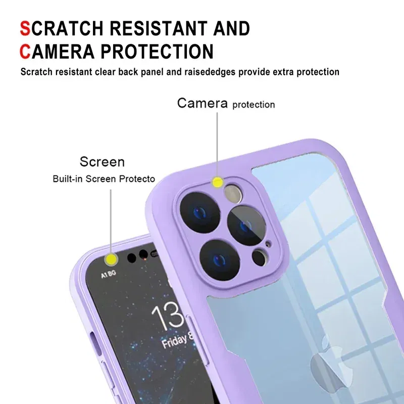 Color: Khaki, Compatible-Phone Models: For iPhone 16, Ships From: CN - Clear 360 Full Wrap Phone Case For iPhone 17 Pro Max 16 15 14 13 12 11 SE2/SE3 Xr Xs 8 Plus Film With Lens Protection Back Cover