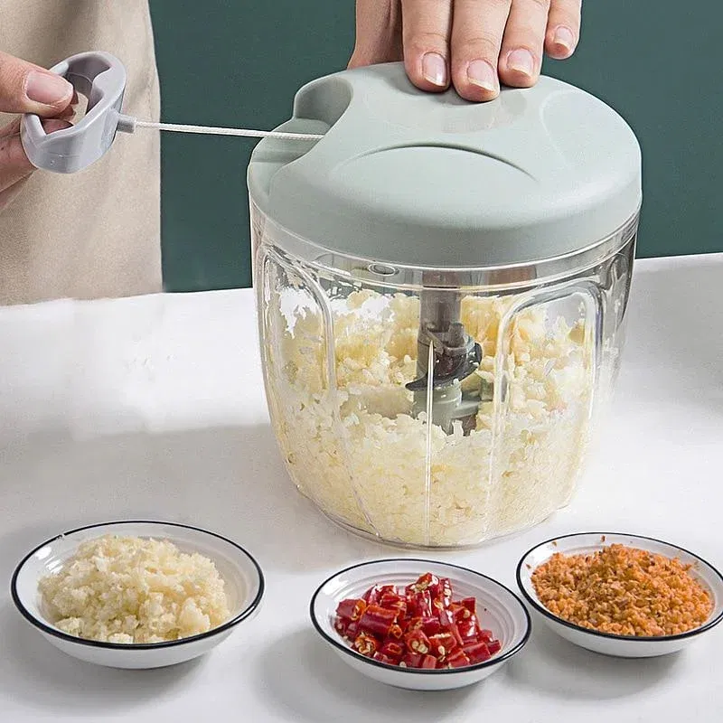 Color: Light Yellow - 500/900ML Manual Meat Mincer Garlic Chopper Rotate Garlic Press Crusher Vegetable Onion Cutter Kitchen Cooking Accessories