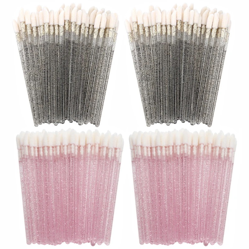 Handle Color: Yellow - 100/300PCS Disposable Lip Brush Makeup Brushes Lipstick Applicator Wands Wholesale Eyelashes Extension Tool Beauty Accessories