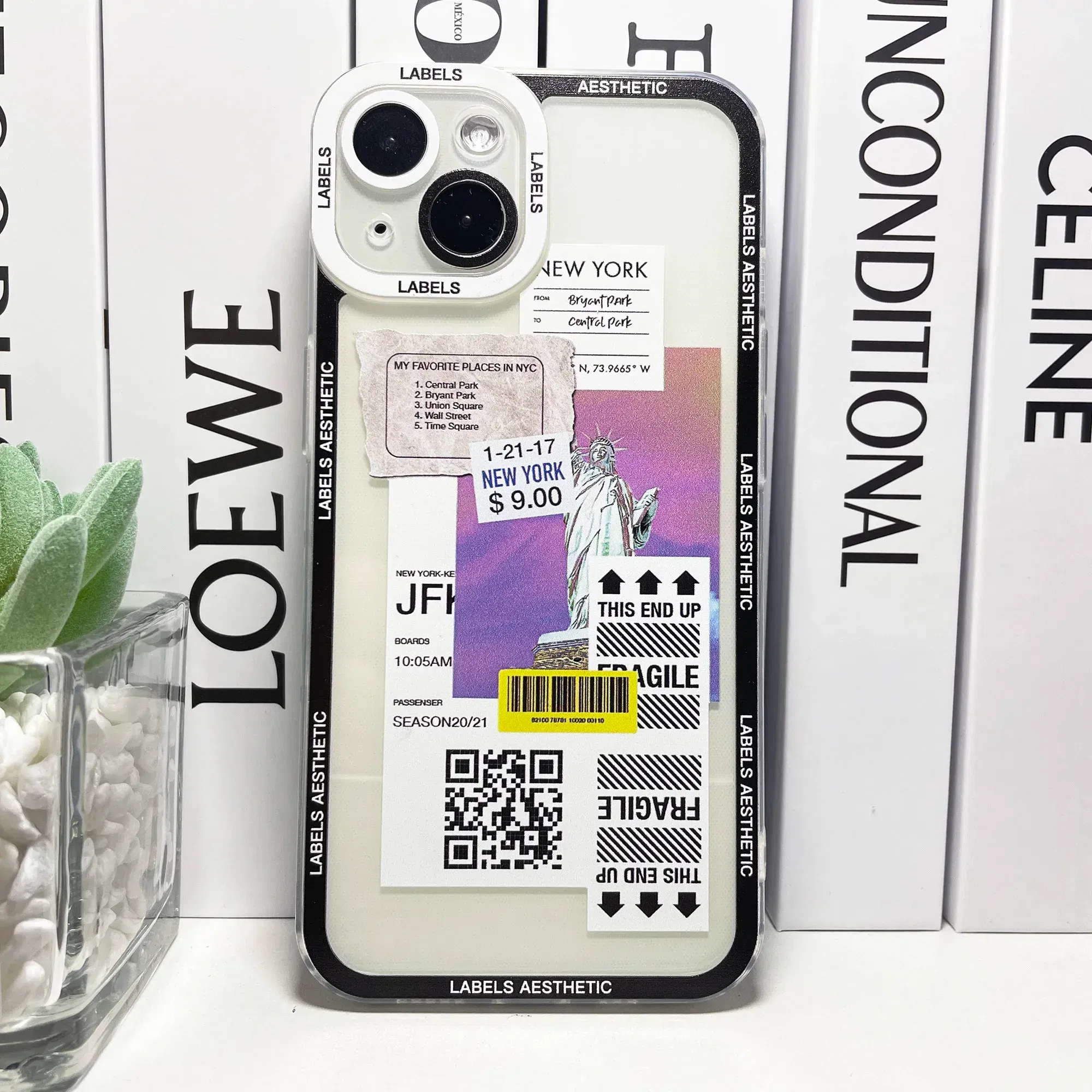 Color: Blue, Material: PE - Mix Labels Aesthetic Stickers Collage Phone Case For iPhone 16 15 14 13 12 11 Pro Max Mini XS X XR SE 7 8 Plus Clear Soft Cover