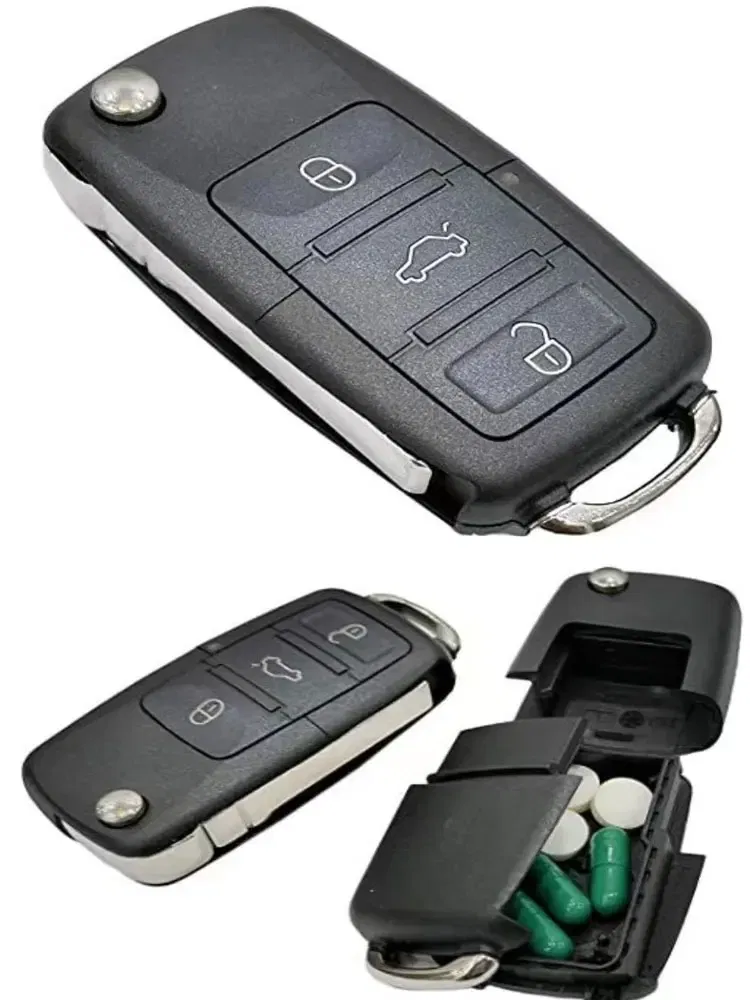 Color: Black - Fake Car Key Safe Hidden Secret Compartment Stash Box Discreet Decoy Car Key Fob to Hide and Store Money