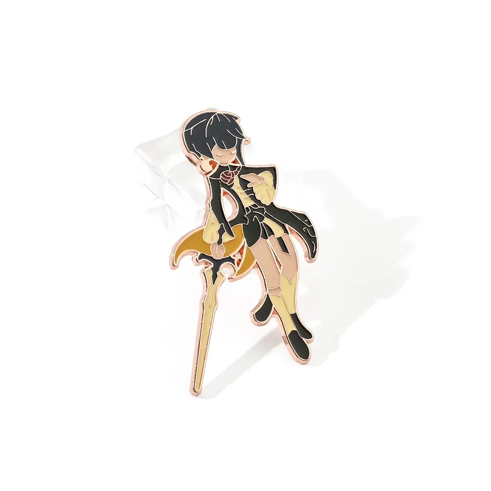 Metal color: Light Yellow Color, Ships From: CHINA - Game Genshin Impact Enamel Brooch Cosplay Figure Kaeya Alberich Jewelry Badge Props Lapel Pins for Jacket Pins Jewelry