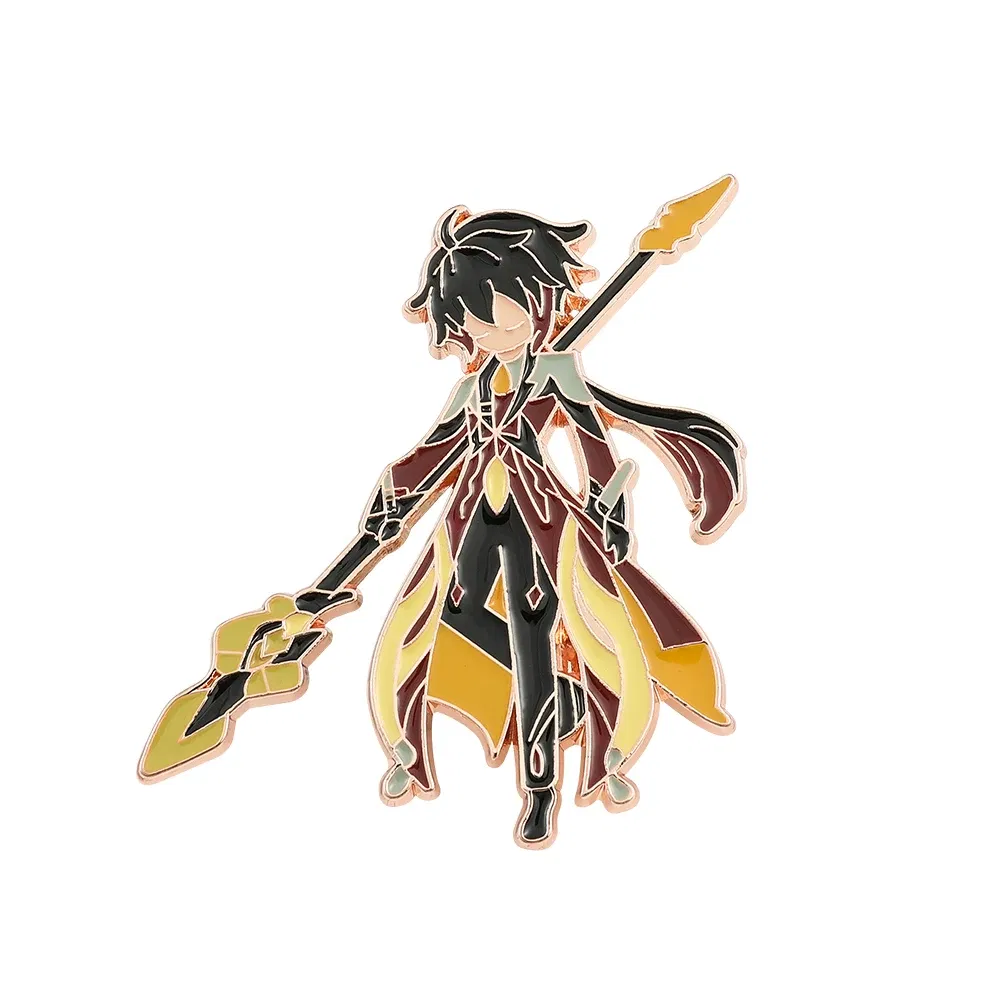 Metal color: Light Yellow Color, Ships From: CHINA - Game Genshin Impact Enamel Brooch Cosplay Figure Kaeya Alberich Jewelry Badge Props Lapel Pins for Jacket Pins Jewelry