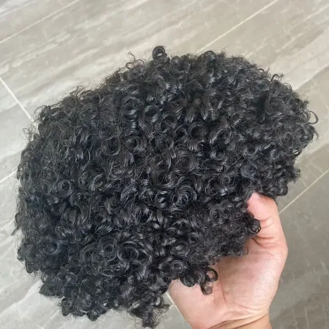 Toupee Color: 580#, Toupee Density: 110%, Length: 6 inches, Toupee Size: 6x8, Toupee Design: free - 20MM Curly Brown Black Super Durable Mono Lace&Pu Mens Toupee Wig Human Hair 15mm Capillary Prosthesi Weave Replacement For Male