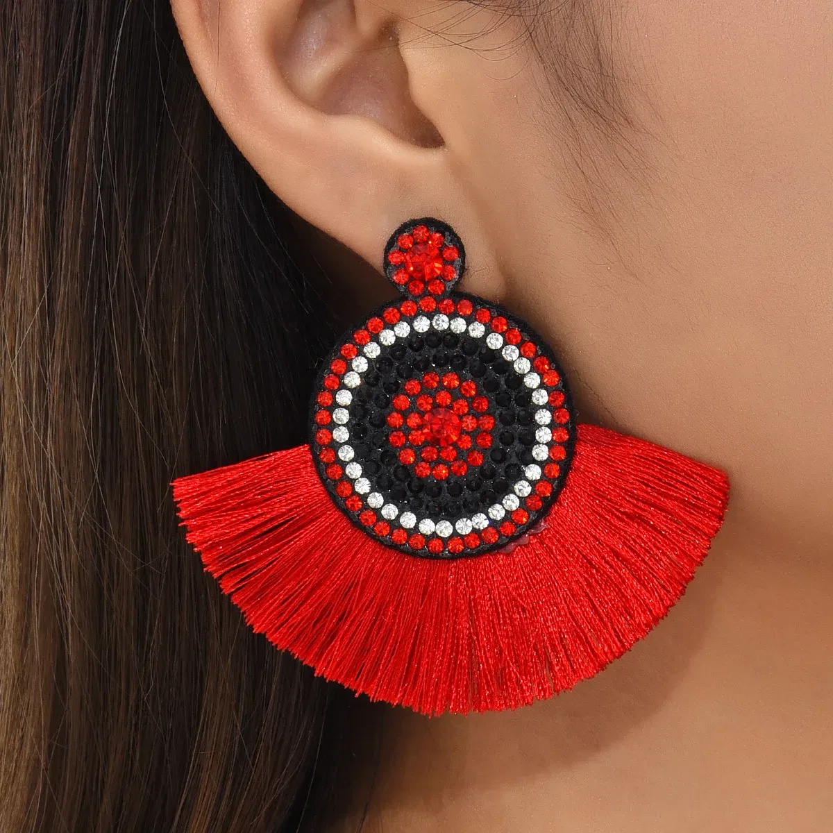 Metal Color: Orange - Fashion Bohemia Long Tassel Earrings for Women Ethnic Big Drop Earrings Statement Dangle Earring Fashion Jewelry pendientes