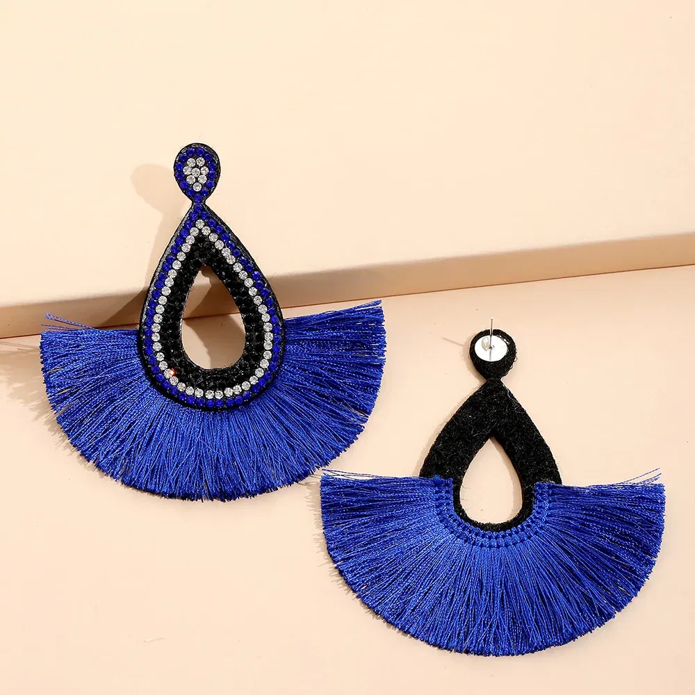 Metal Color: Orange - Fashion Bohemia Long Tassel Earrings for Women Ethnic Big Drop Earrings Statement Dangle Earring Fashion Jewelry pendientes