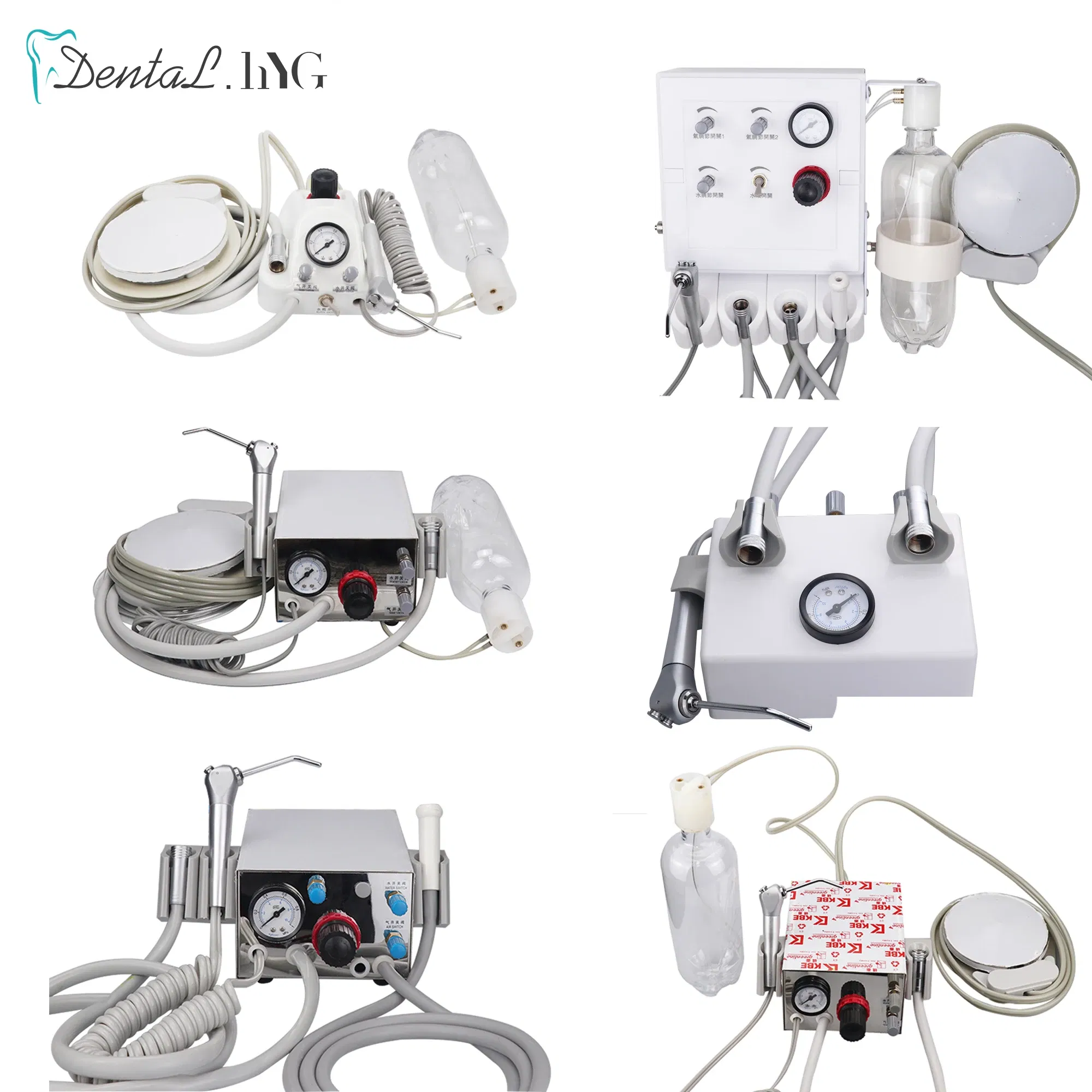 Color: PURPLE - Dental Portable Turbine Unit Work with Air Compressor 3 Way Syringe 2/4 Holes Teeth Whitening Dental Equipment