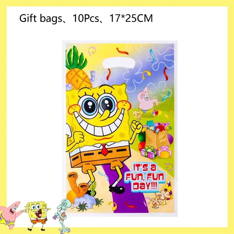 Color: Light Grey - SpongeBob Party Decorations Disposable Tableware Cup Baby Shower Birthday Theme Plate Tablecloth Kids Birthday Party