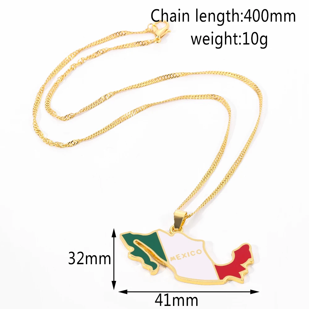 Mexican Map Flag Necklace Fashion Charm Mexican Maps Neck Chain For Men And Women Jewelry Pendant Gifts