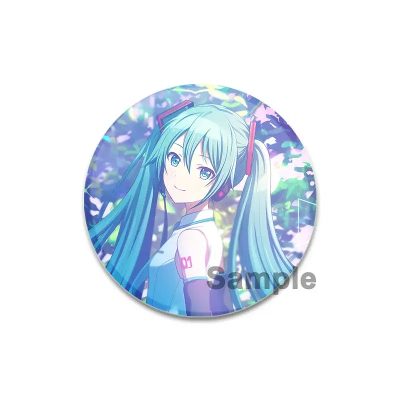 Color: Pure White, Size: M - 58/44/32mm Miku Anime Round Pins Cartoon Badges Cosplay Handmade Tinplate Brooch on Backpack Clothes Chest Ornament Gifts