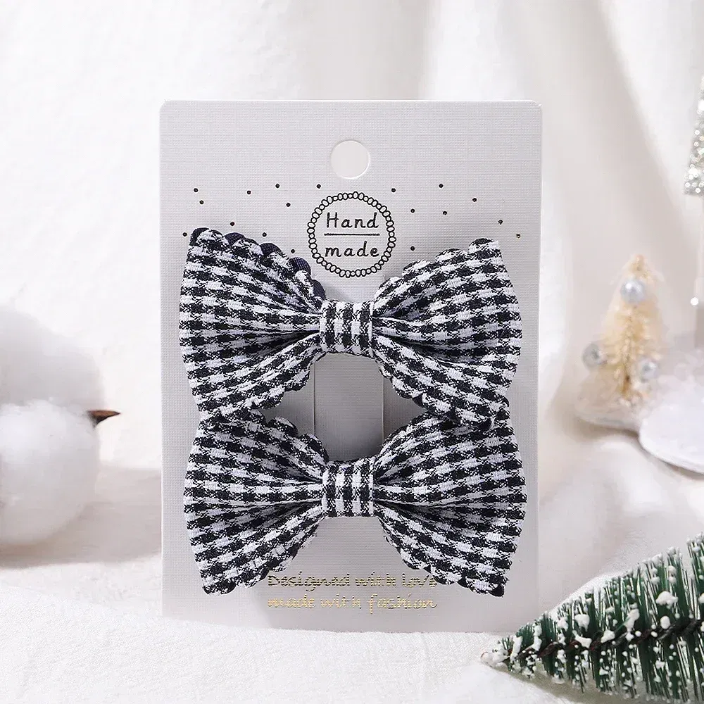 Color: Desert Camouflage - 2Pcs/Set Solid Color Kids Bows Hair Clips for Baby Girls Handmade Plaid Bowknot Hairpin Barrettes Photograph Hair Accessories