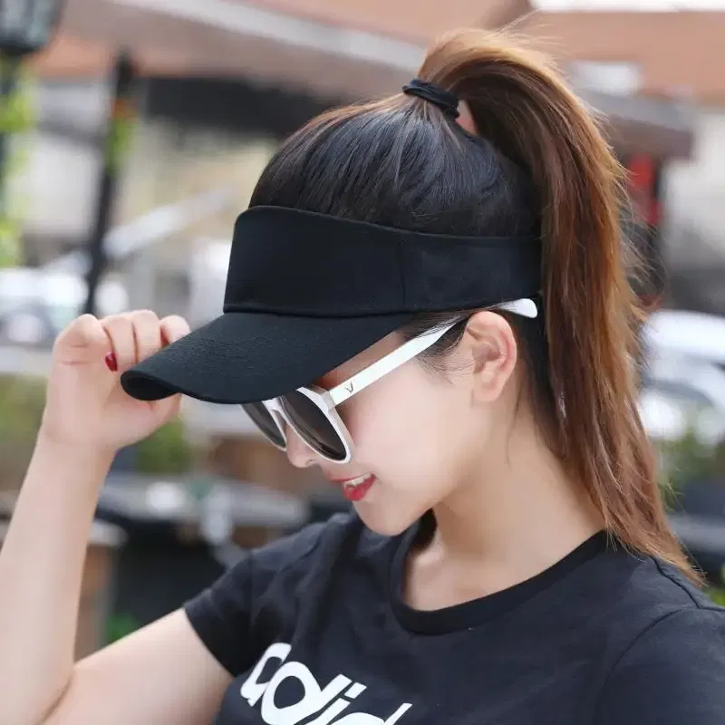 Color: Green - Sun Hat Women Baseball Cap Summer White Sun-Proof Caps Empty Top Visors Seaside Outdoor Sport Tennis Golf Hat