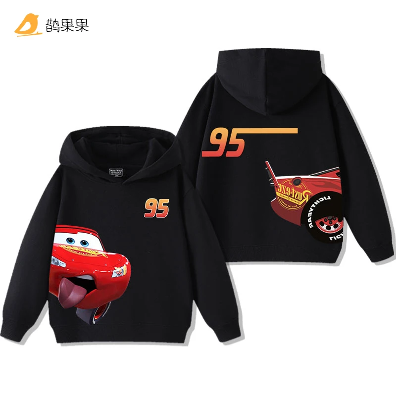 Color: army green, Kid Size: 3T - Cars Lightning McQueen Fun Printed Kids Boys Girls Hooded Sweatshirt Fall and Winter Casual Fashion Warm Student Hoodie