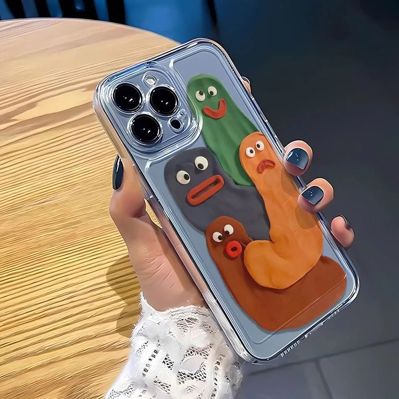 Color: Beige, Material: ABS - Funny Silly Putty Phone Case For iPhone 11 12 13 14 15 16 Pro Max XR X XS Mini 8 7 Plus SE 2020 Fashion Clear Case