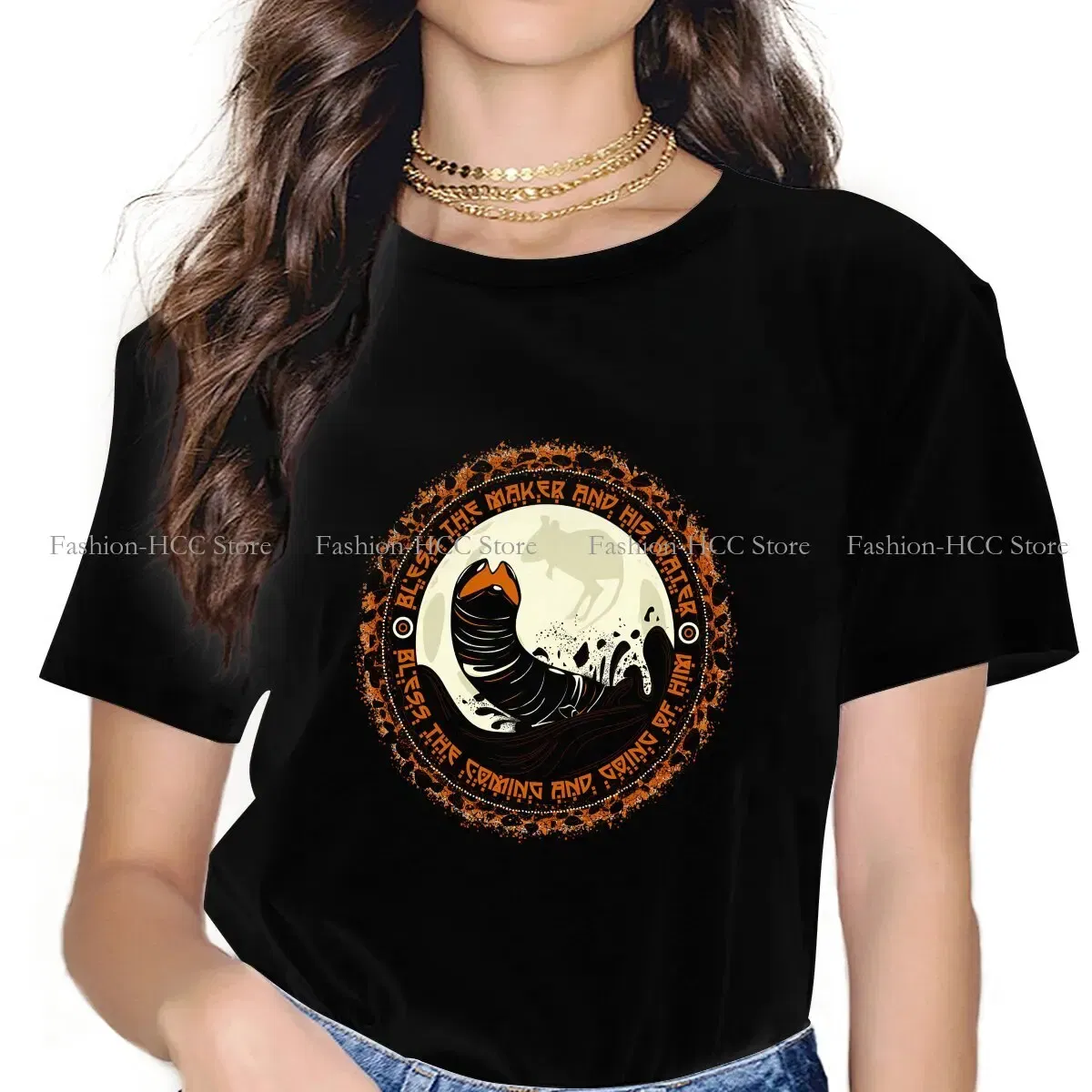 Color: WHITE, Size: S - Essential Graphic Polyester TShirt Arrakis Creative Streetwear Comfortable T Shirt Female