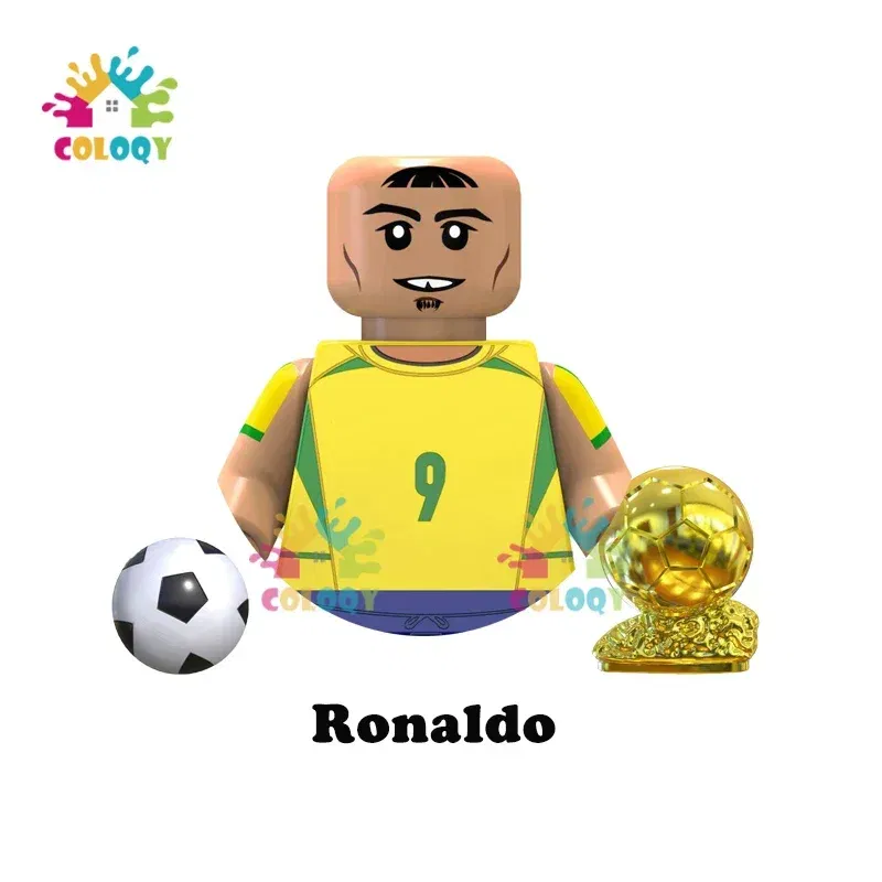 Color: Trans-light Blue, Ships From: CHINA - Kids Toys World Famous Football Stars Building Blocks Sport Player Mini Action Figures Golden Cup Toys For Boys Christmas Gifts