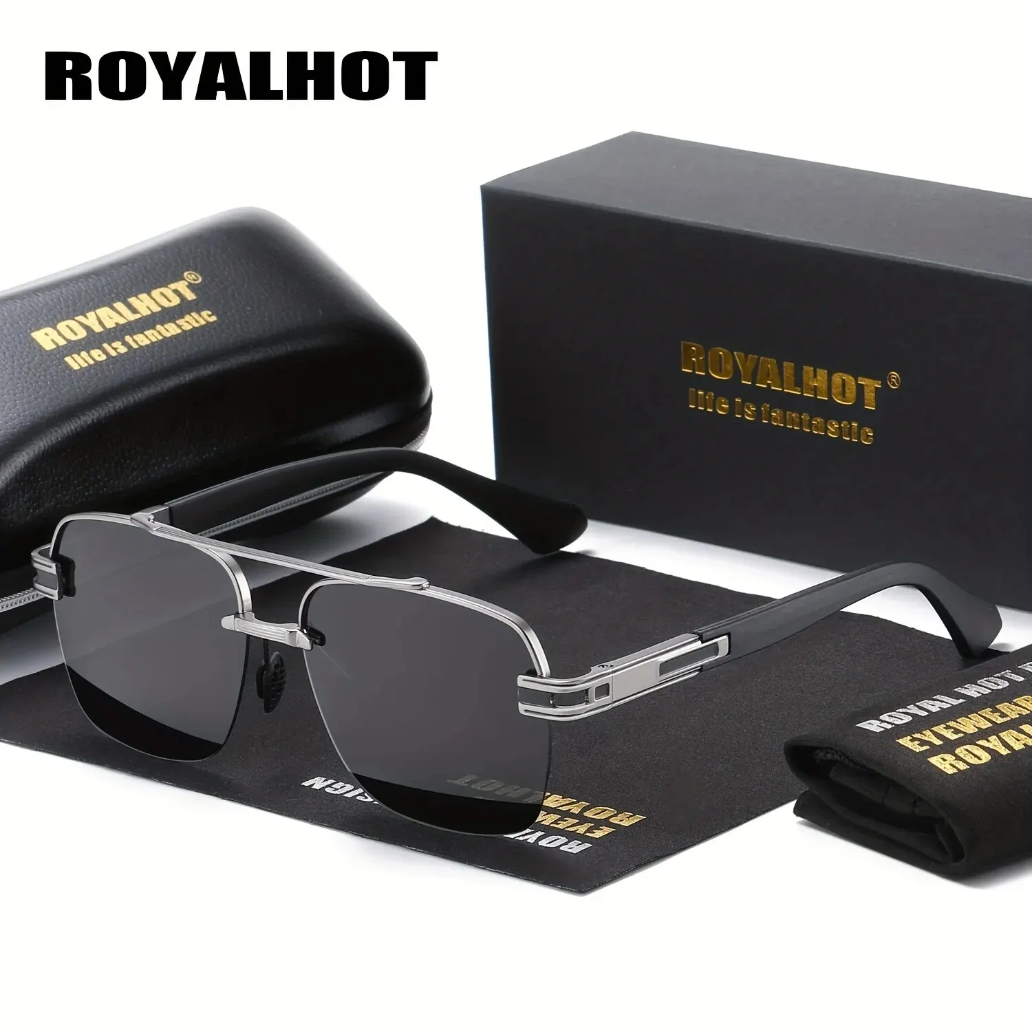 Lenses Color: Black - RoyalHot Unisex Polarized Classic Metal Oval Border Sunglasses Driving Sun Glasses,rh004