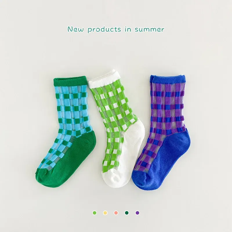 Color: Gold, Size: 4-6T - Boys Summer Socks Girls Thin Socks Trendy Pattern Crew Socks Children Socks 3 Pairs
