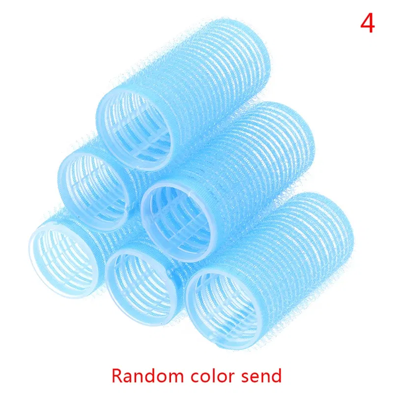 Color: GRAY - 6 Pcs Hairdressing Home Use DIY Magic Large Self-Adhesive Hair Rollers Styling Roller Roll Hair Curler Beauty Tool 10 Size