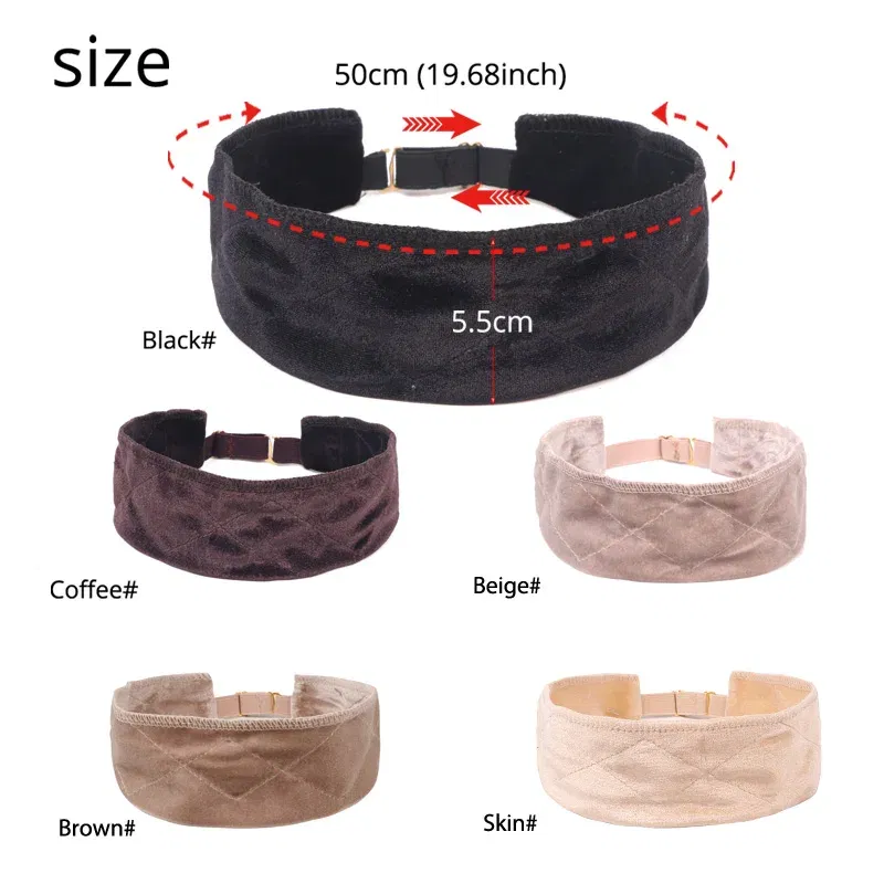 Color: Brown, Ships From: CHINA - Nunify Flexible Velvet Wig Grip Scarf With Adjustable Elastic Band Comfort Head Band Adjustable Fasten Grip Band For Wig 1Pcs