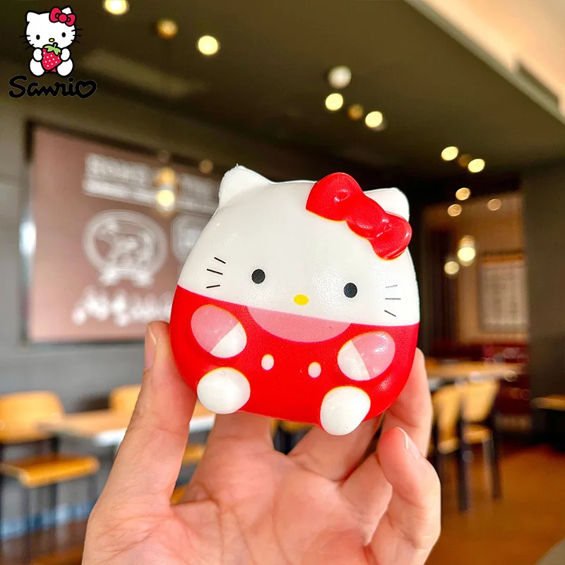 Color: Red - Anime Cinnamoroll Kawaii Sanrio Kuromi Melody Decompression Stress Relief Squishy Hello Kitty Kid Hand Pinch Toy Healing Gift