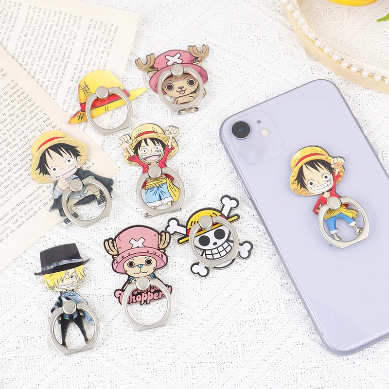 Color: WHITE - Anime One Piece Mobile Phone Stand Holder Finger Ring Chopper Luffy Phone Ring Buckle Bracket For IPhone Huawei Xiaomi All Phone
