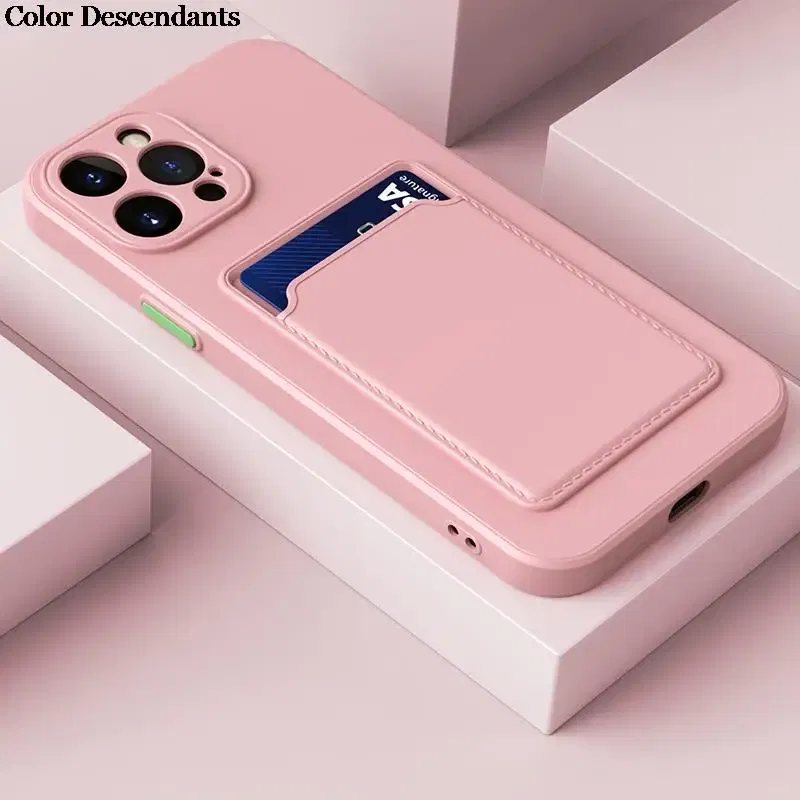 Color: GRAY, Material: PE - Card Holder Wallet Case For Samsung Galaxy A32 A53 A33 A13 A52 5G Case on A72 A22 A12 A51 A71 Shockproof Liquid Silicone Cover