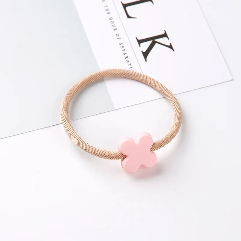 Color: WHITE, Ships From: CHINA - Cute Girls Hair Bands Ties Round Heart Rubber Band Fashion Scrunchie Elastic Korean Hair Accessories Ponytail Holder Headband