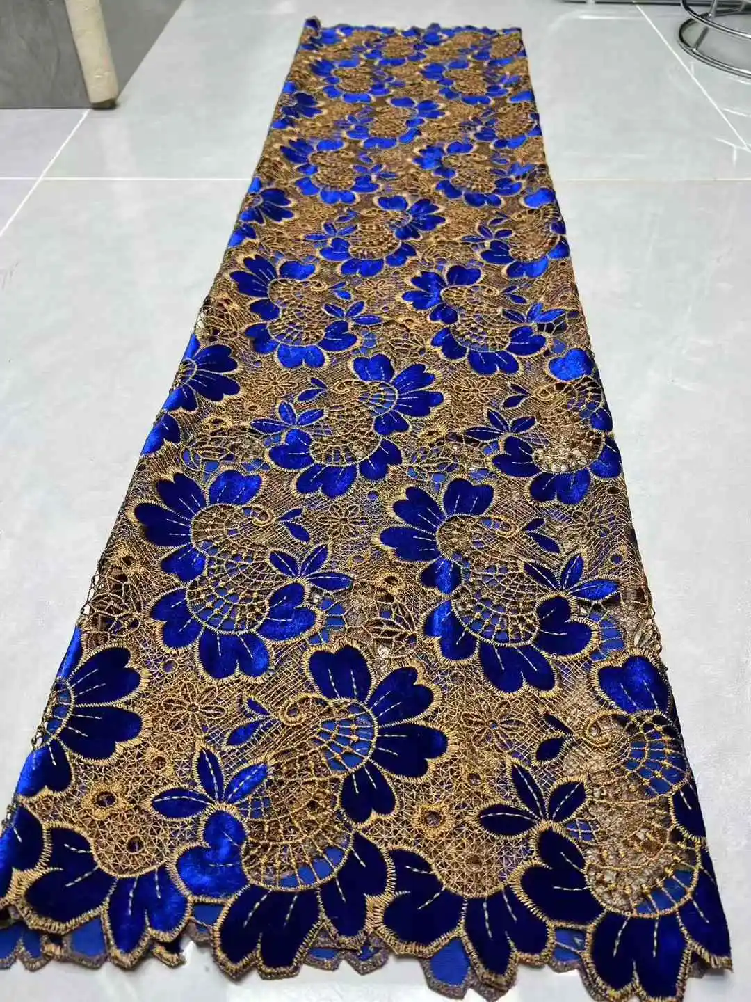 Color: GRAY, Width: 120cm, Length: 5 yards - 2026 Purple African Nigerian Velvet Lace Fabric High-Quality Embroidery for Wedding Party Sewing SHXI