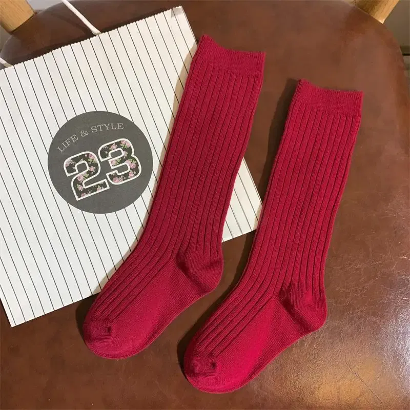 Color: Blue, Size: 2-3T - Baby Long Socks Over The Knee Little Girls Solid Cotton Socks Spring Autumn Long Crew Socks